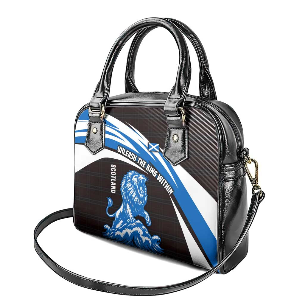 Scotland Lion Shoulder Handbag with Blue and White Saltire and Tartan Pattern TS04