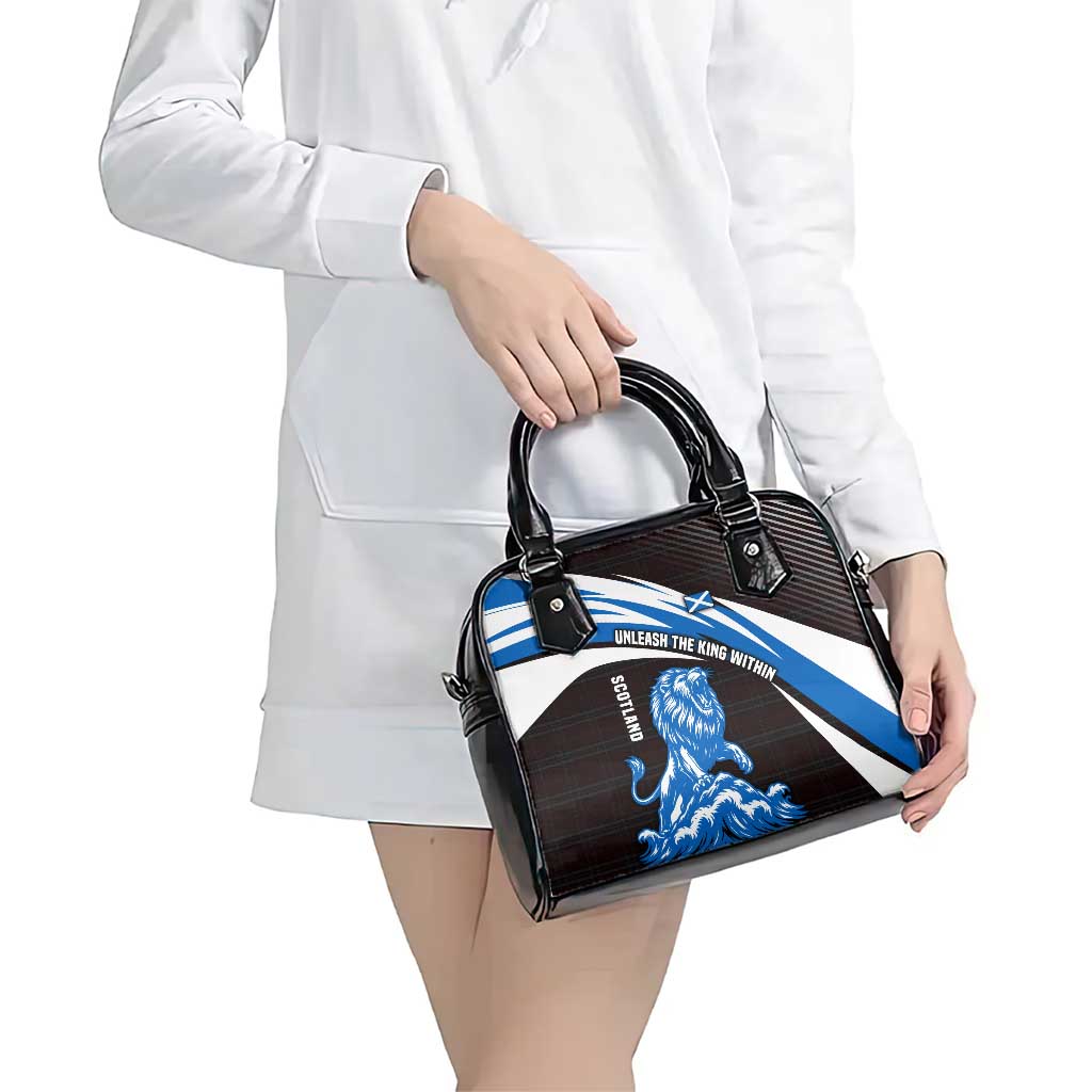Scotland Lion Shoulder Handbag with Blue and White Saltire and Tartan Pattern TS04