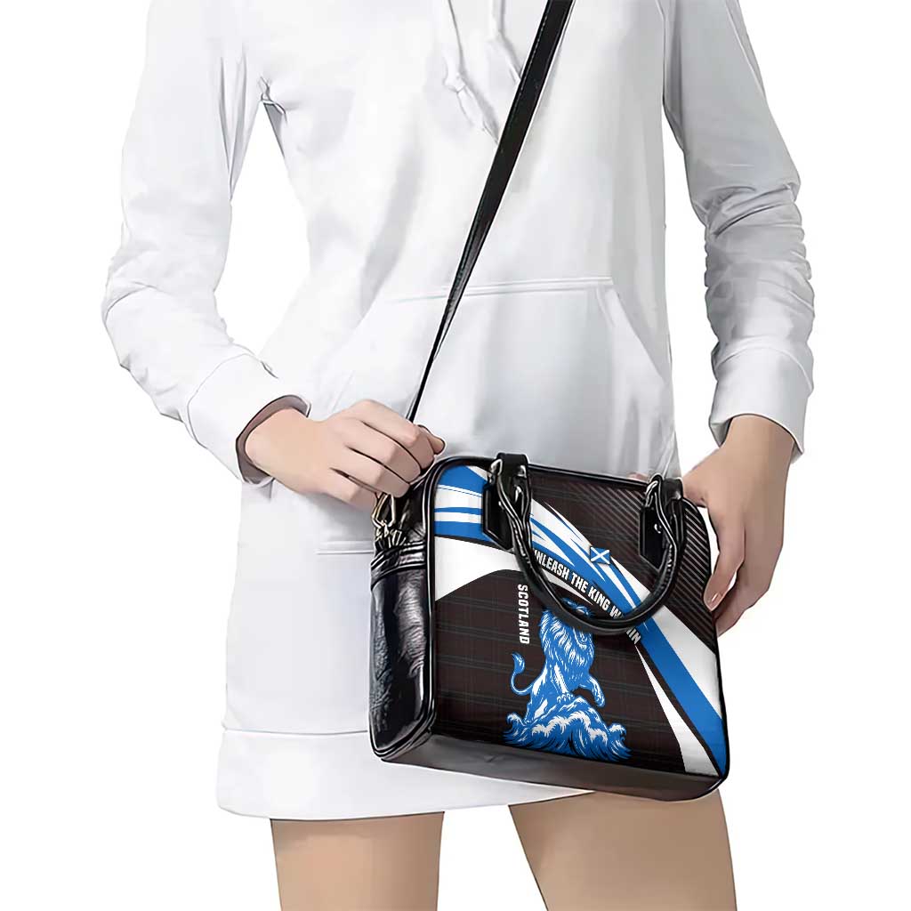 Scotland Lion Shoulder Handbag with Blue and White Saltire and Tartan Pattern TS04