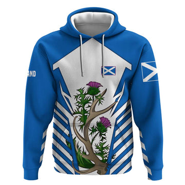 Scotland Thistle and Saltire Hoodie with Blue and White National Design TS04