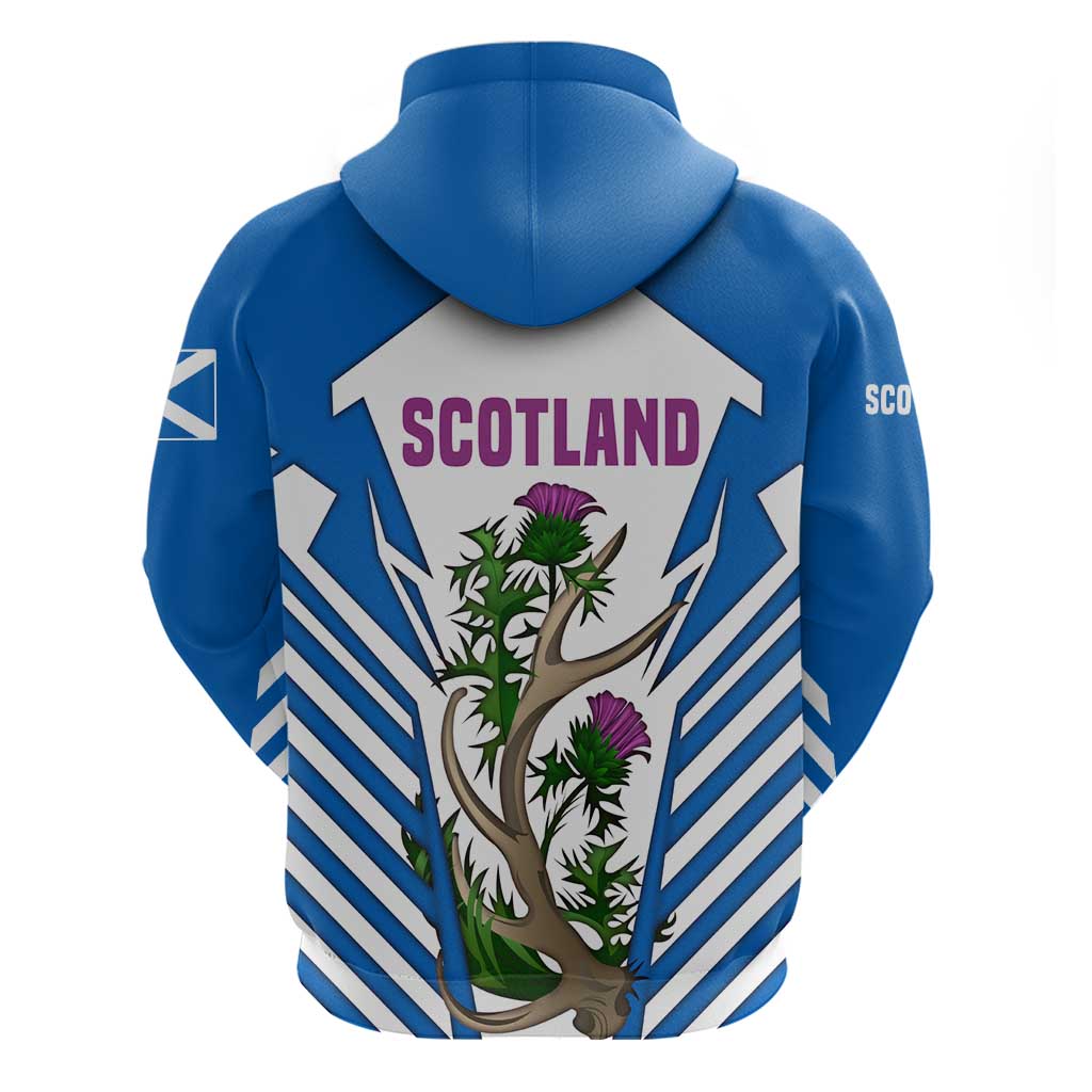 Scotland Thistle and Saltire Hoodie with Blue and White National Design TS04
