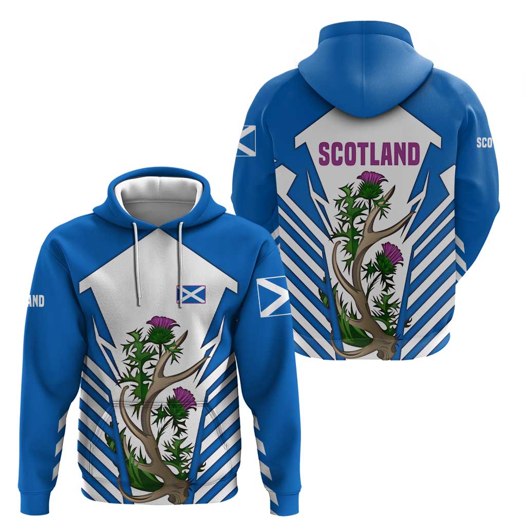 Scotland Thistle and Saltire Hoodie with Blue and White National Design TS04
