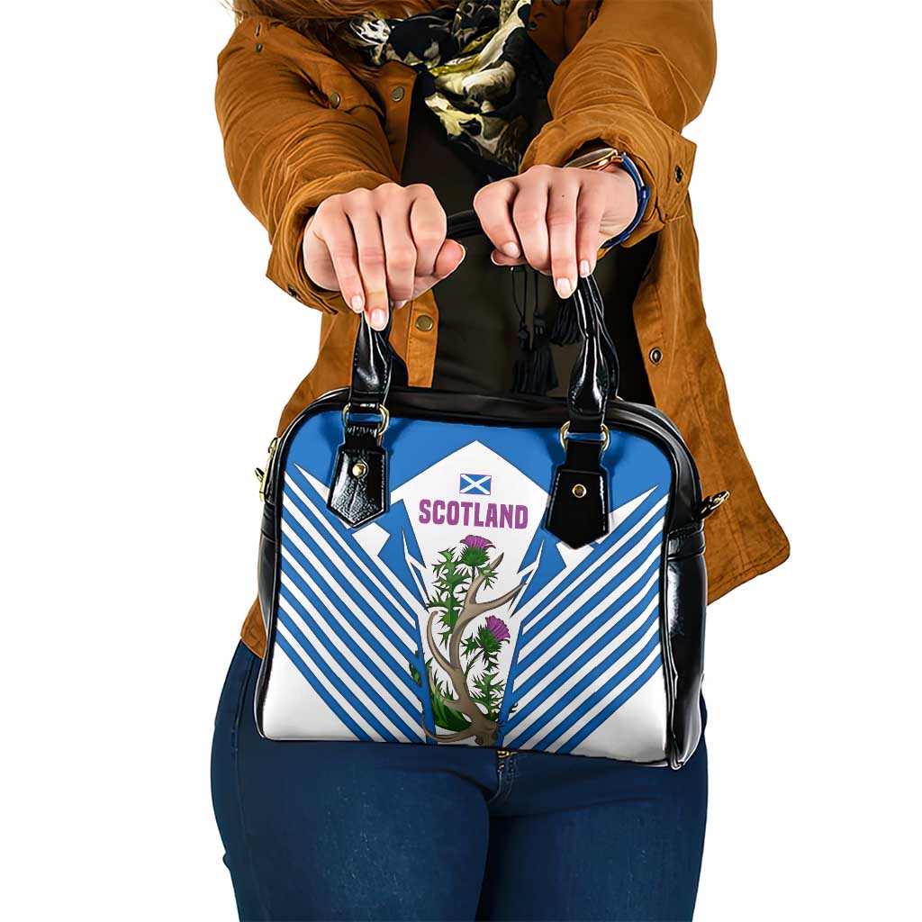 Scotland Thistle and Saltire Shoulder Handbag with Blue and White National Design TS04
