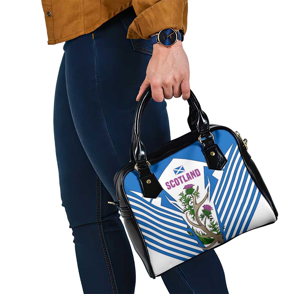 Scotland Thistle and Saltire Shoulder Handbag with Blue and White National Design TS04