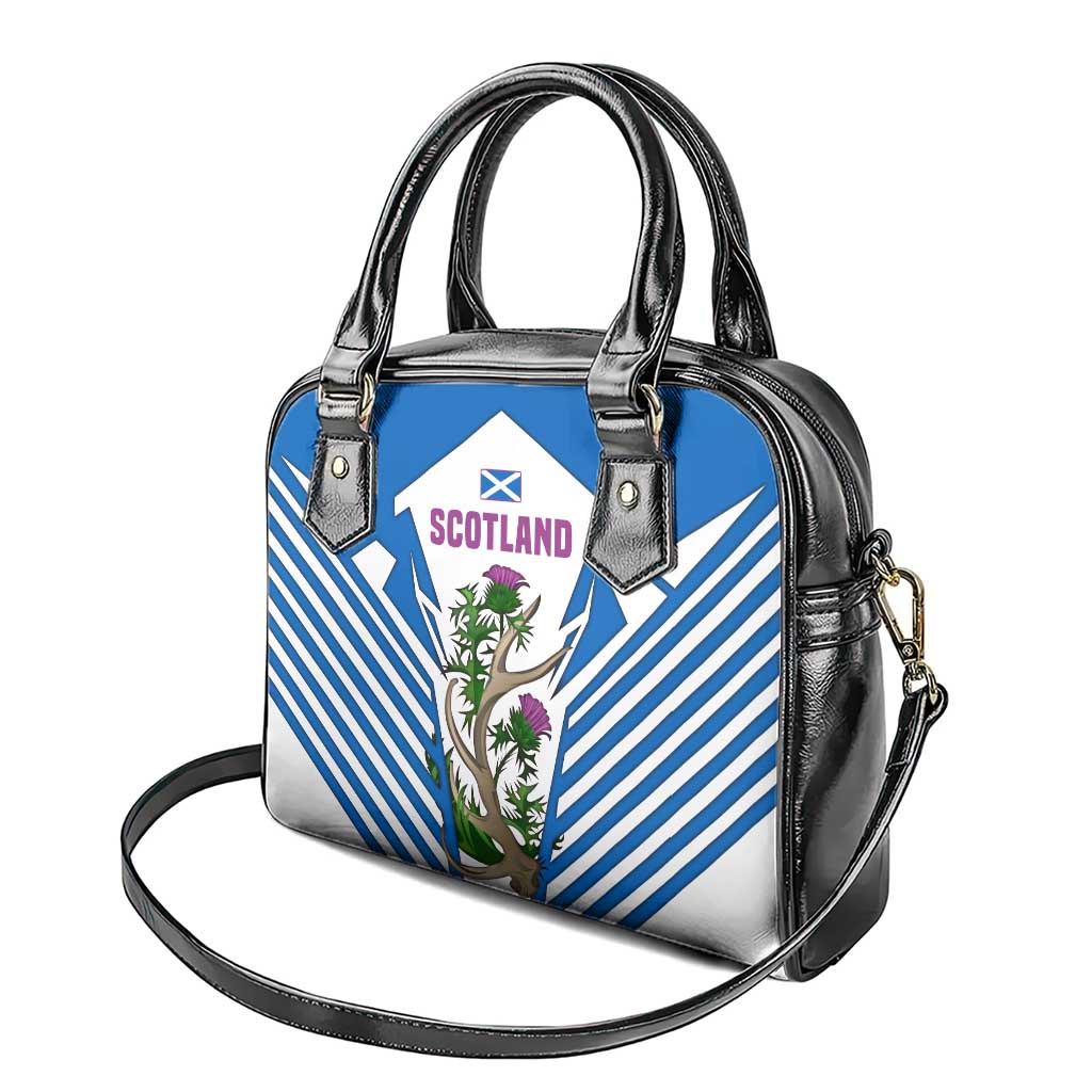 Scotland Thistle and Saltire Shoulder Handbag with Blue and White National Design TS04