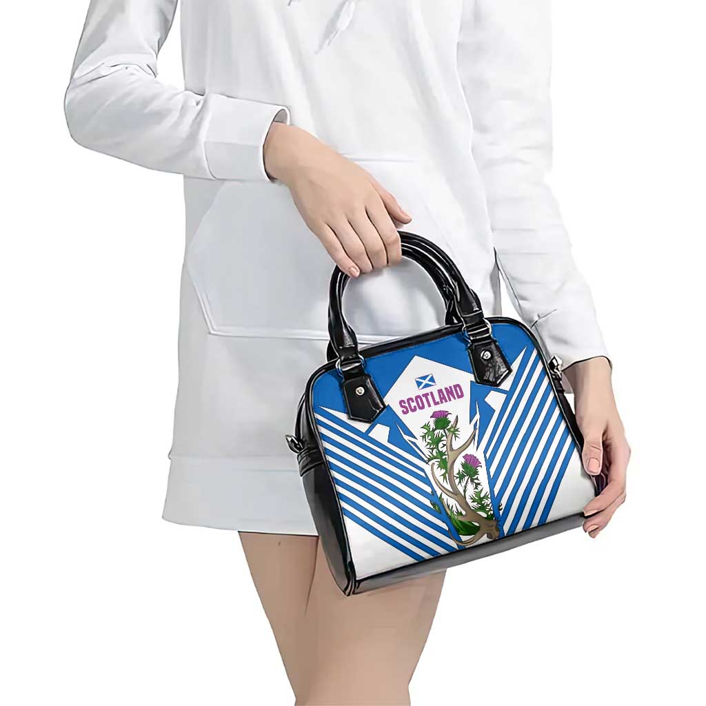 Scotland Thistle and Saltire Shoulder Handbag with Blue and White National Design TS04
