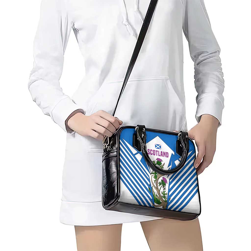 Scotland Thistle and Saltire Shoulder Handbag with Blue and White National Design TS04