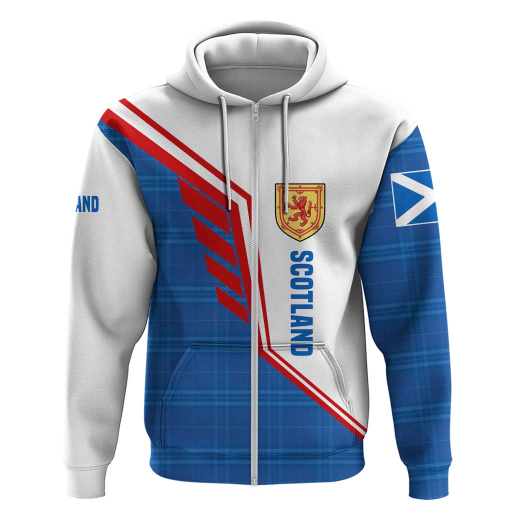 Scotland Blue Tartan Hoodie with Crest and Saltire Shield Design TS04