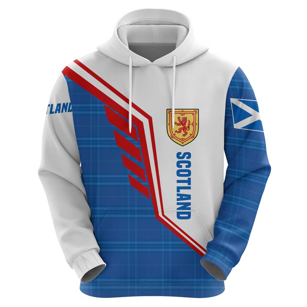 Scotland Blue Tartan Hoodie with Crest and Saltire Shield Design TS04