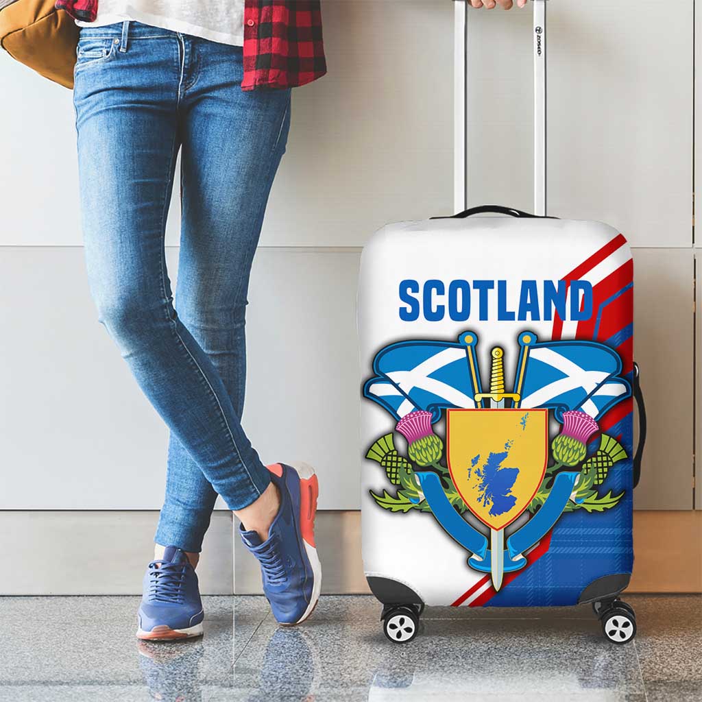 Scotland Blue Tartan Luggage Cover with Crest and Saltire Shield Design TS04