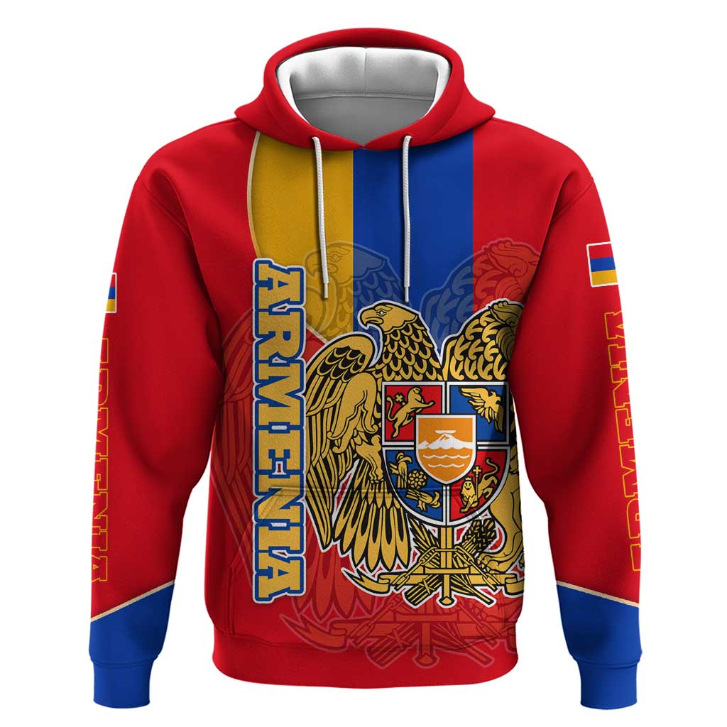 Armenia Flag Hoodie with National Coat of Arms and Map Design TS04