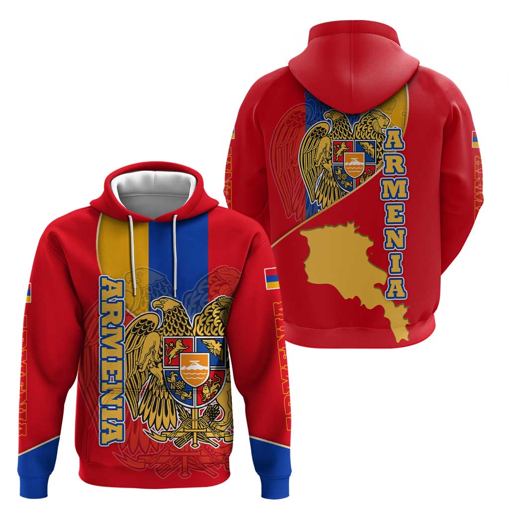 Armenia Flag Hoodie with National Coat of Arms and Map Design TS04