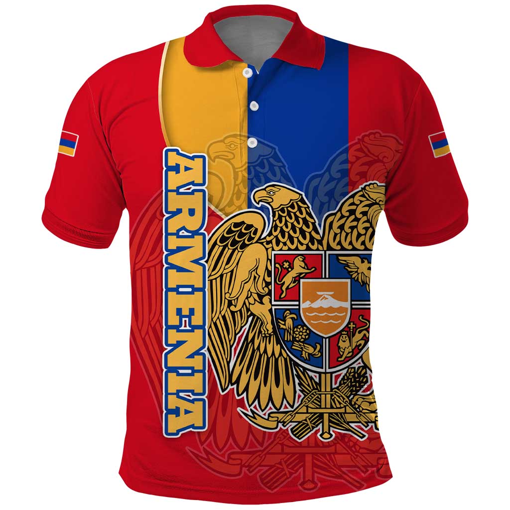 Armenia Flag Polo Shirt with National Coat of Arms and Map Design TS04