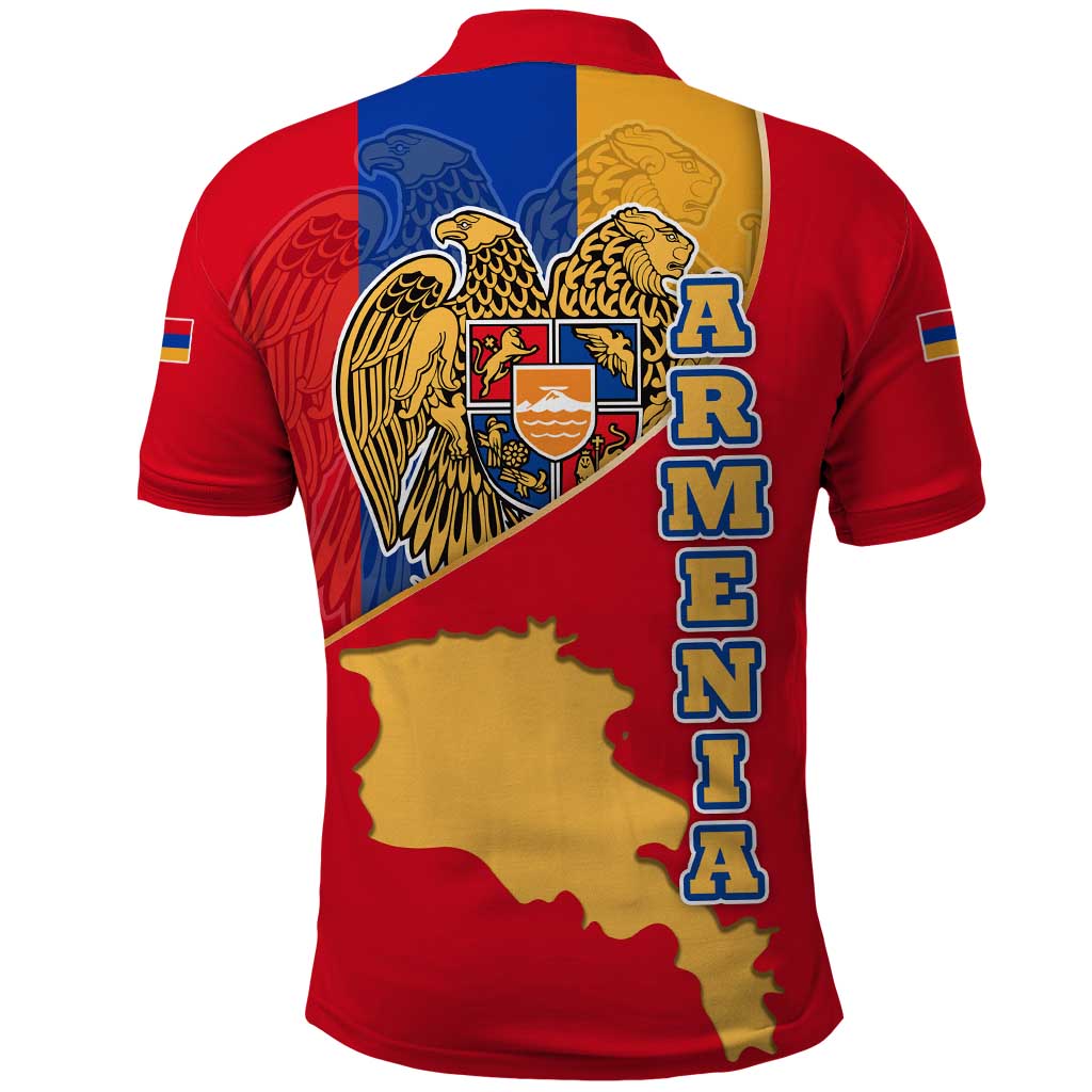 Armenia Flag Polo Shirt with National Coat of Arms and Map Design TS04