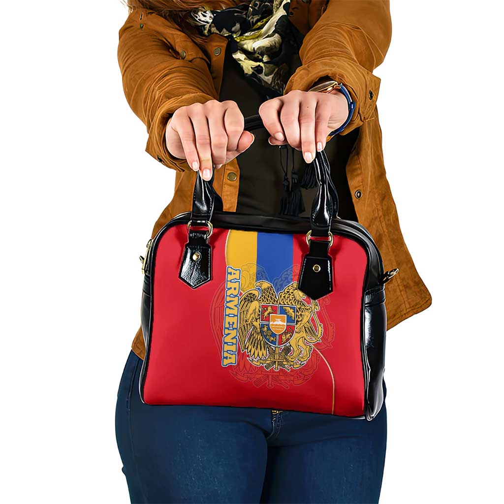 Armenia Flag Shoulder Handbag with National Coat of Arms and Map Design TS04
