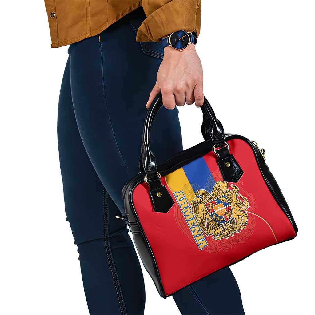 Armenia Flag Shoulder Handbag with National Coat of Arms and Map Design TS04