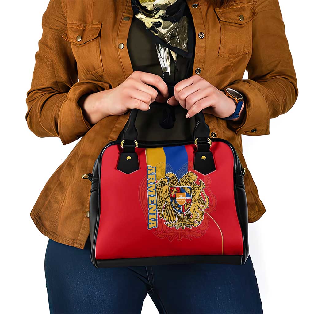 Armenia Flag Shoulder Handbag with National Coat of Arms and Map Design TS04