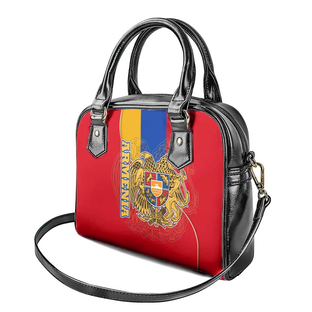 Armenia Flag Shoulder Handbag with National Coat of Arms and Map Design TS04