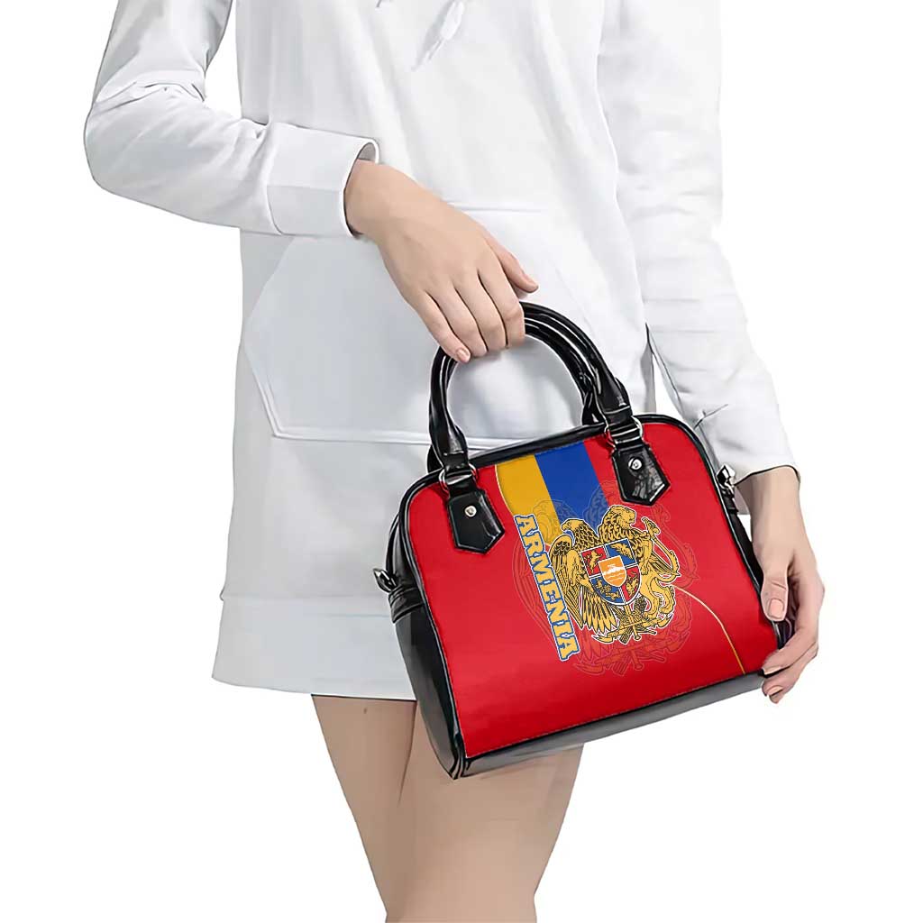 Armenia Flag Shoulder Handbag with National Coat of Arms and Map Design TS04