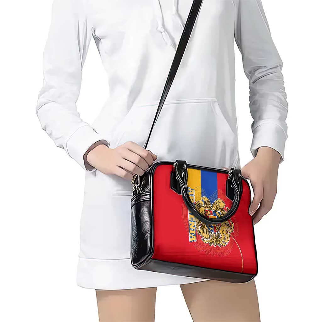 Armenia Flag Shoulder Handbag with National Coat of Arms and Map Design TS04