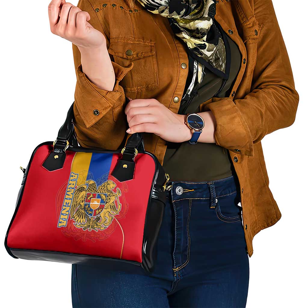 Armenia Flag Shoulder Handbag with National Coat of Arms and Map Design TS04