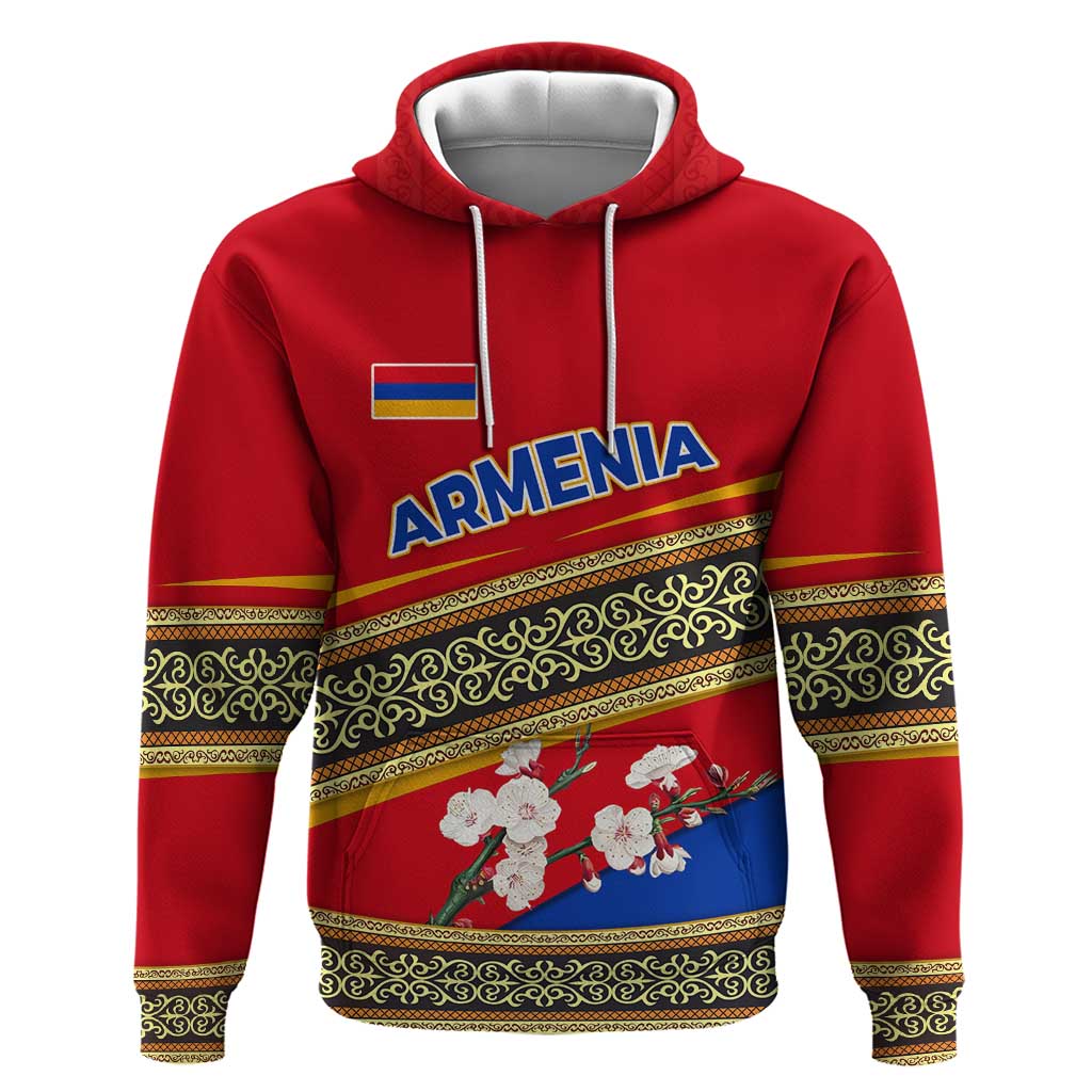 Armenia Traditional Pattern Hoodie with Floral Motif and National Flag Design TS04