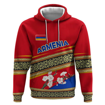 Armenia Traditional Pattern Hoodie with Floral Motif and National Flag Design TS04