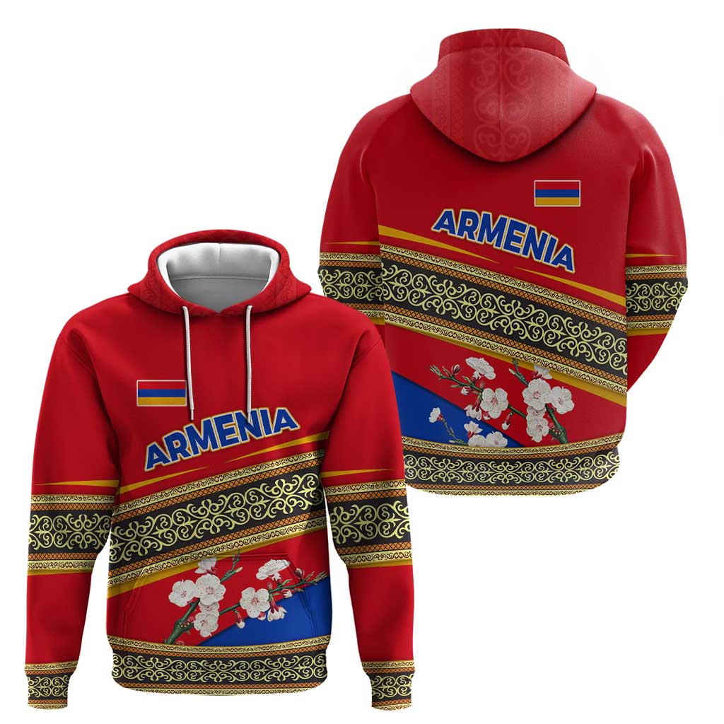 Armenia Traditional Pattern Hoodie with Floral Motif and National Flag Design TS04