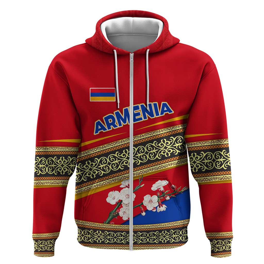 Armenia Traditional Pattern Hoodie with Floral Motif and National Flag Design TS04