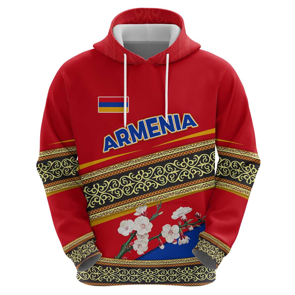 Armenia Traditional Pattern Hoodie with Floral Motif and National Flag Design TS04
