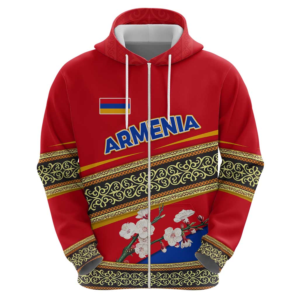 Armenia Traditional Pattern Hoodie with Floral Motif and National Flag Design TS04