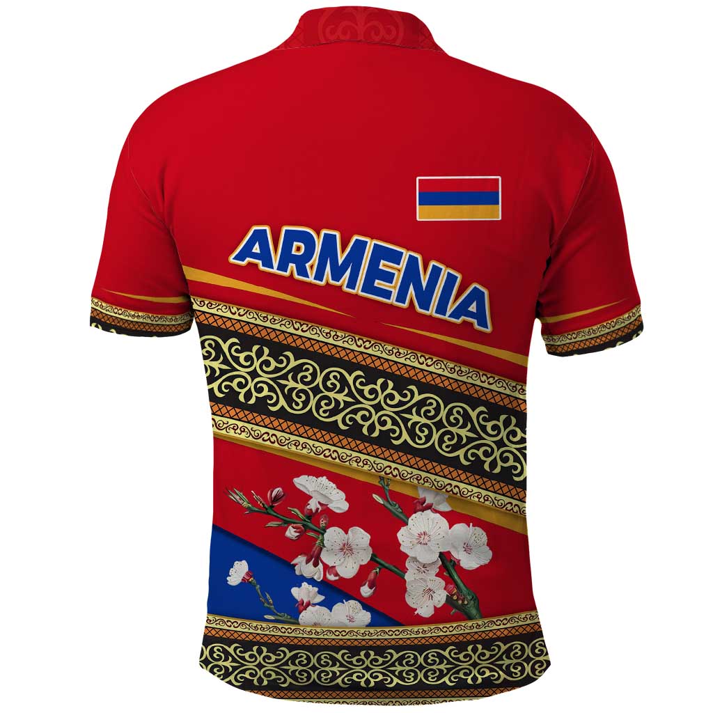Armenia Traditional Pattern Polo Shirt with Floral Motif and National Flag Design TS04