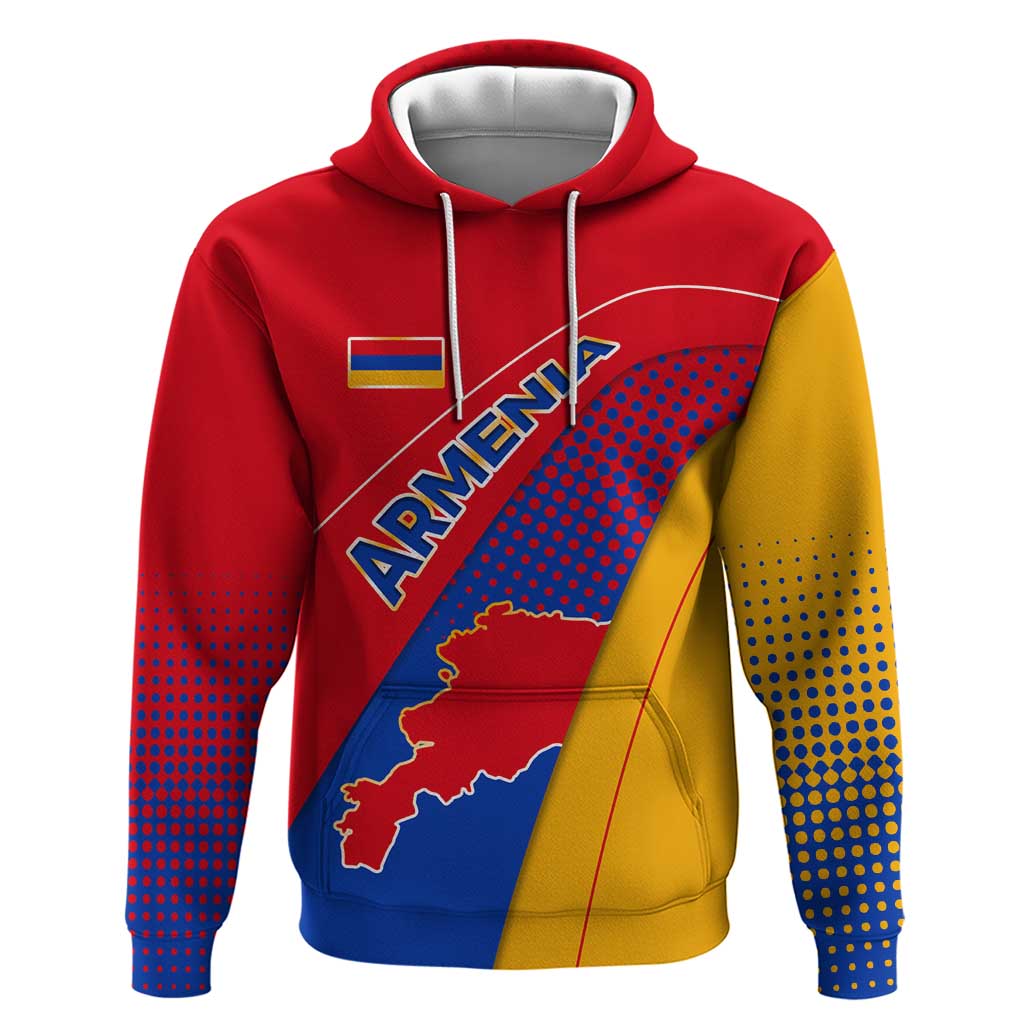 Armenia Flag Colors Hoodie with National Emblem and Map Design TS04