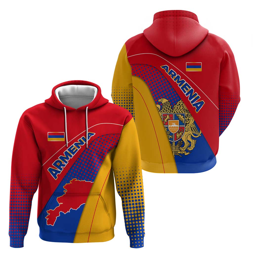 Armenia Flag Colors Hoodie with National Emblem and Map Design TS04