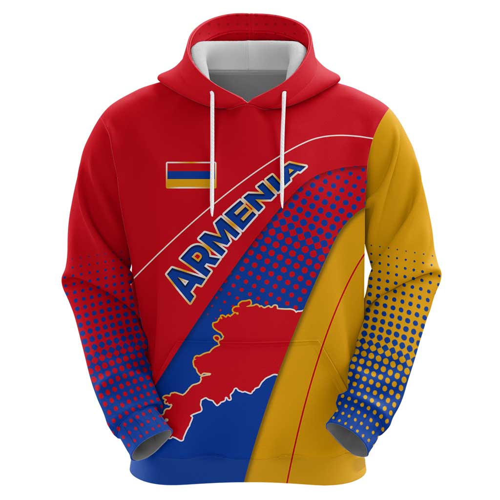 Armenia Flag Colors Hoodie with National Emblem and Map Design TS04