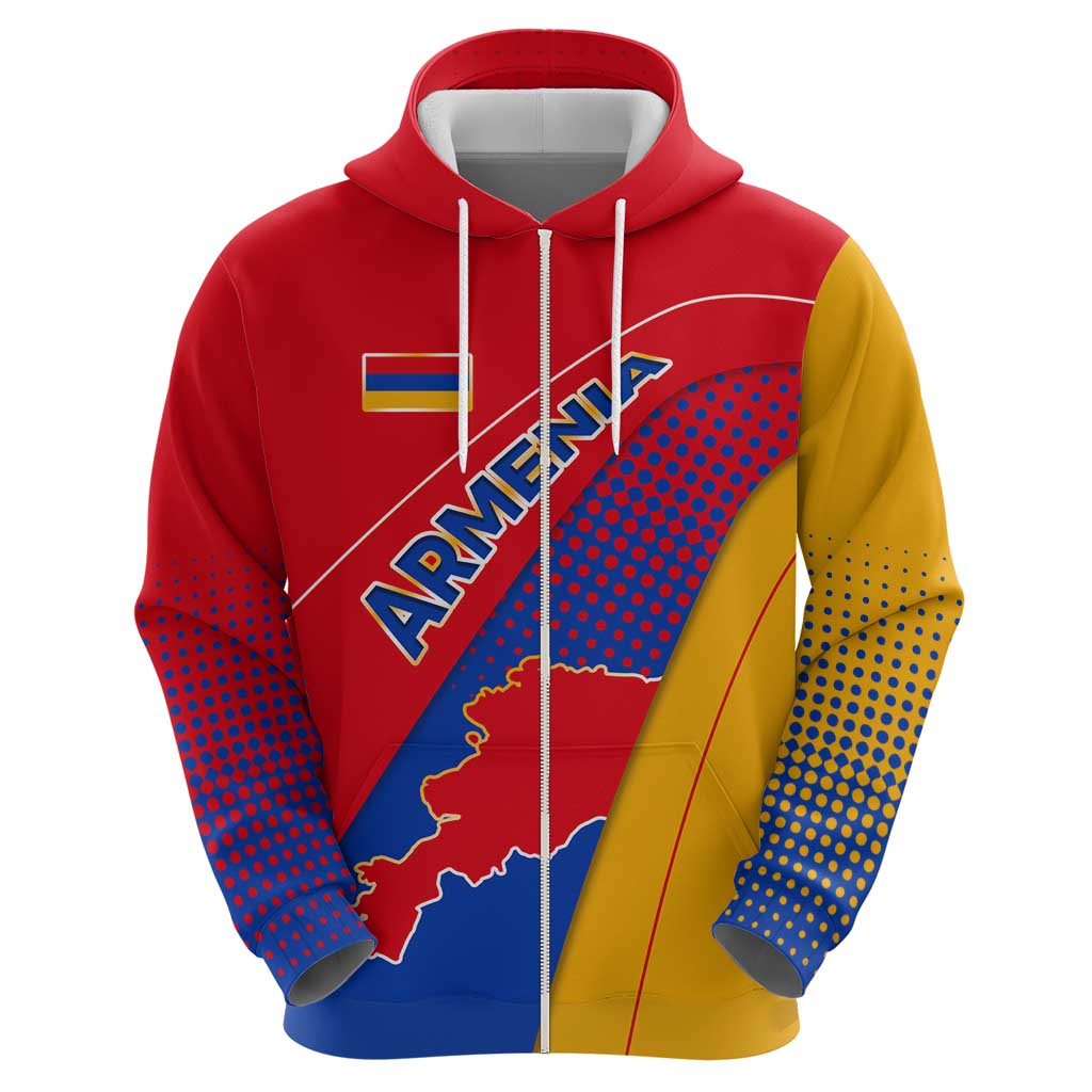 Armenia Flag Colors Hoodie with National Emblem and Map Design TS04