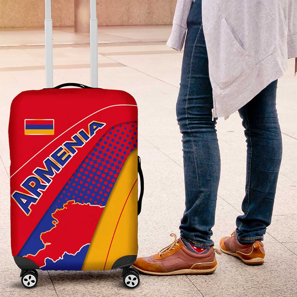 Armenia Flag Colors Luggage Cover with National Emblem and Map Design TS04