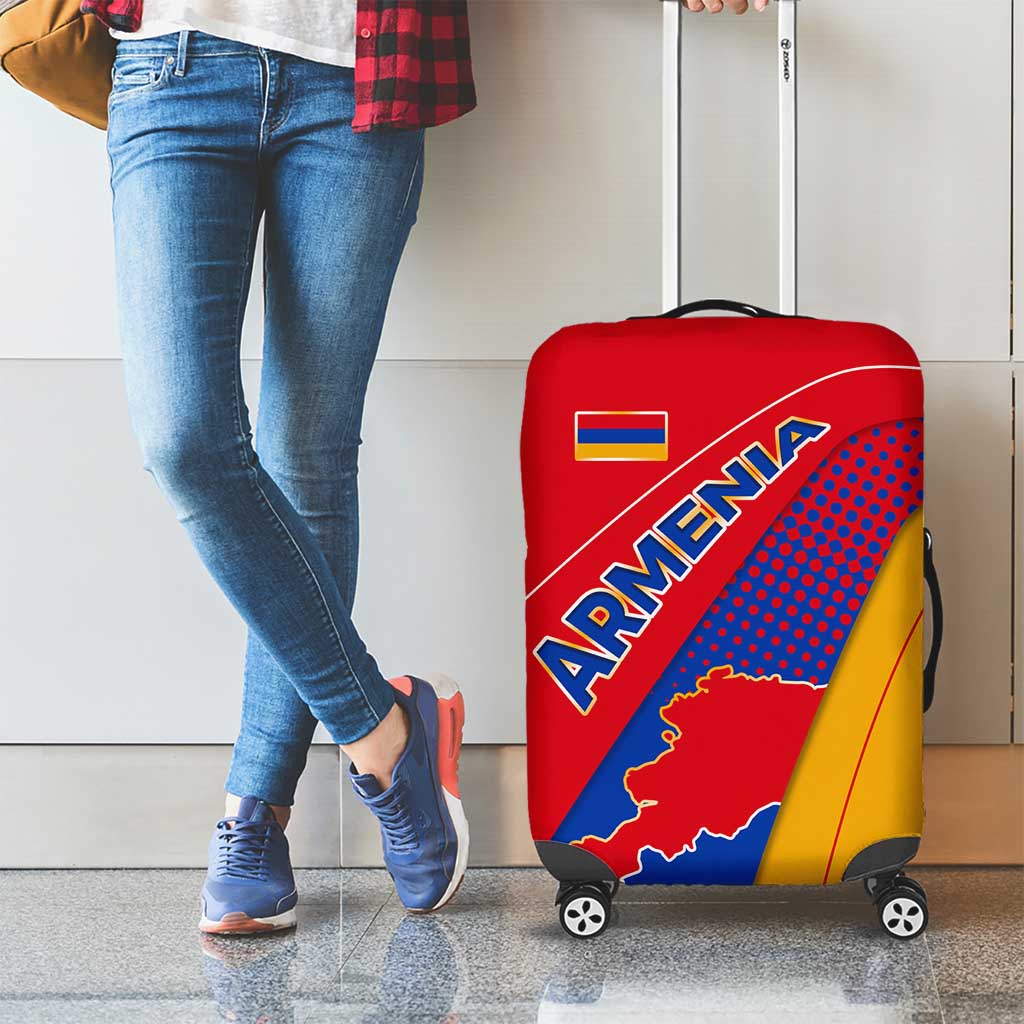 Armenia Flag Colors Luggage Cover with National Emblem and Map Design TS04