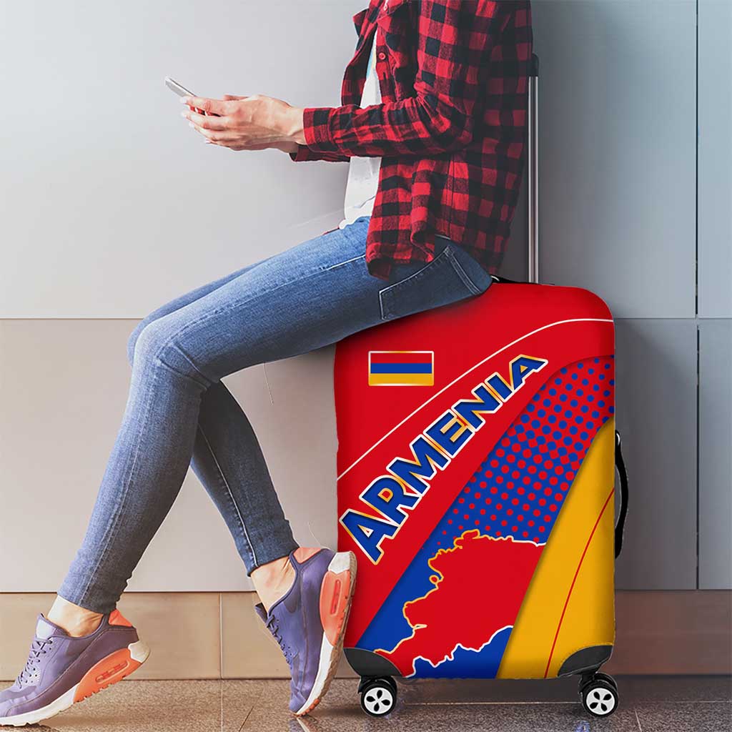 Armenia Flag Colors Luggage Cover with National Emblem and Map Design TS04