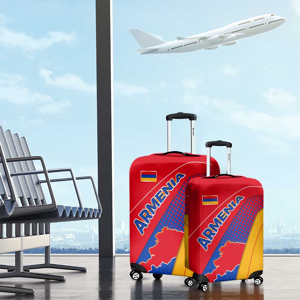 Armenia Flag Colors Luggage Cover with National Emblem and Map Design TS04