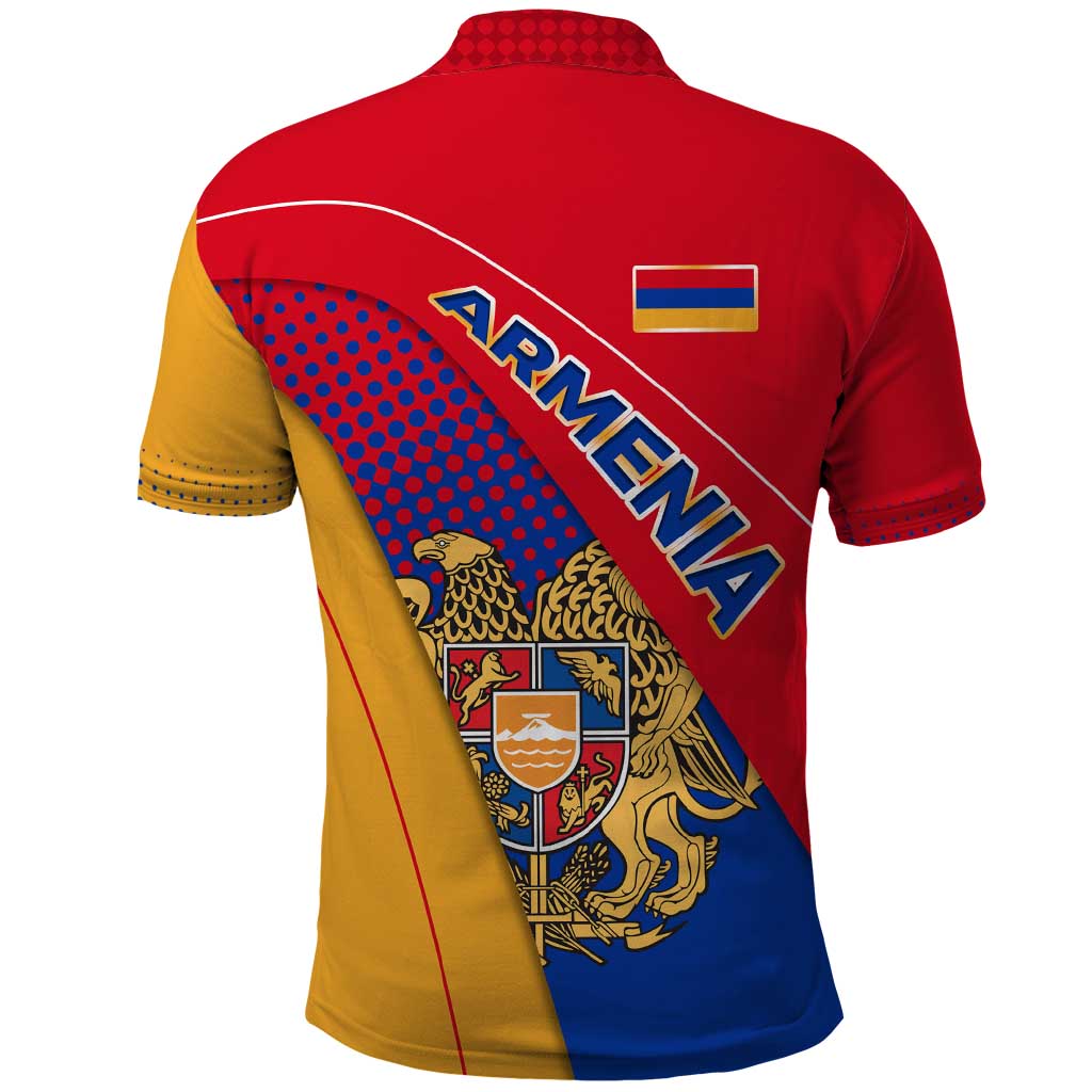 Armenia Flag Colors Polo Shirt with National Emblem and Map Design TS04