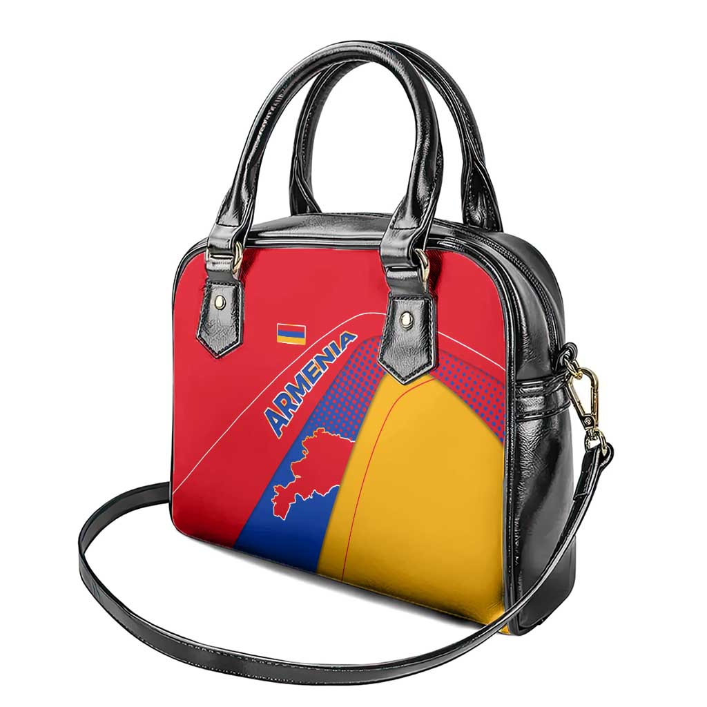 Armenia Flag Colors Shoulder Handbag with National Emblem and Map Design TS04