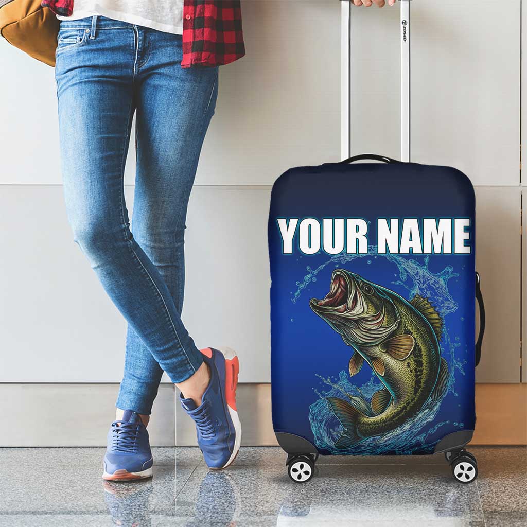 Custom Jumping Bass Fishing Luggage Cover with Water Splash and Lightning Background TS04
