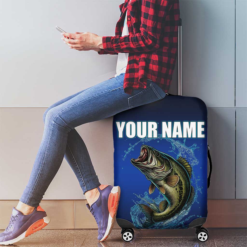 Custom Jumping Bass Fishing Luggage Cover with Water Splash and Lightning Background TS04