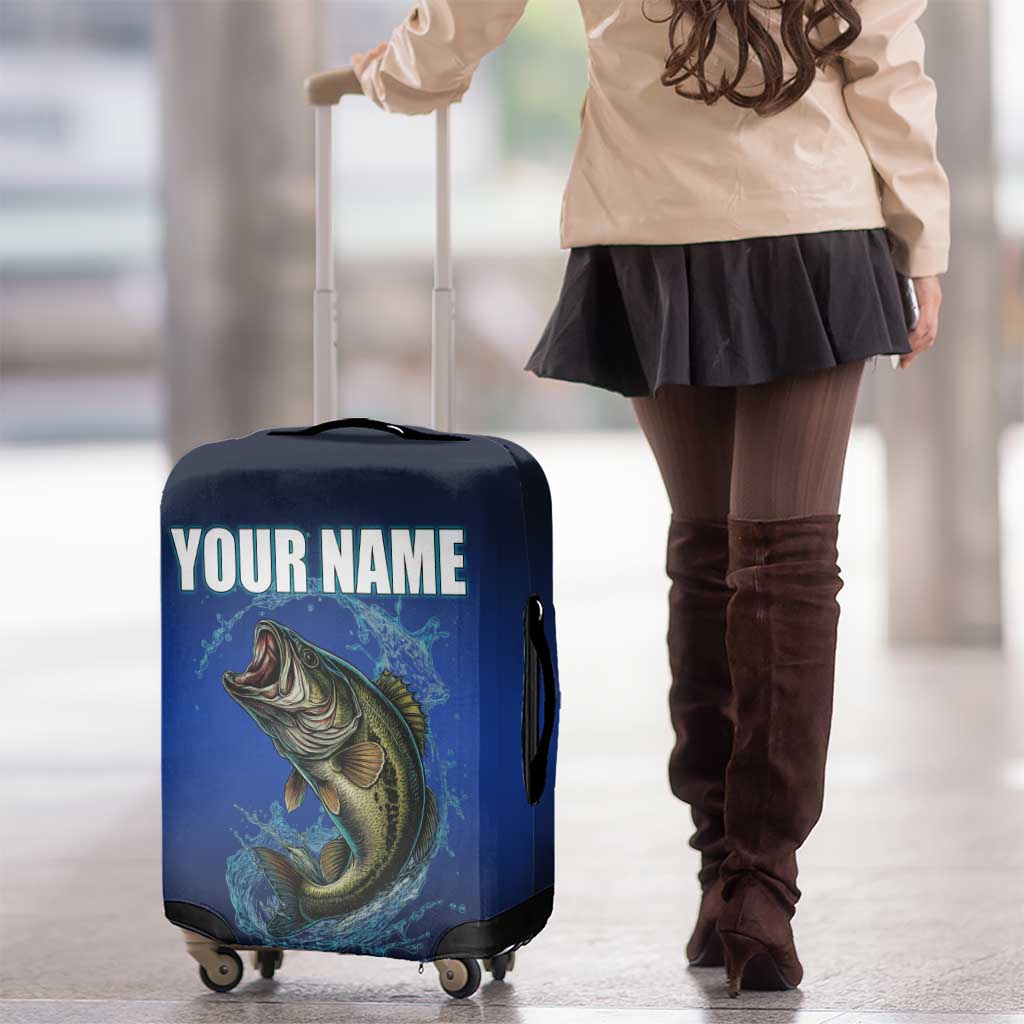 Custom Jumping Bass Fishing Luggage Cover with Water Splash and Lightning Background TS04