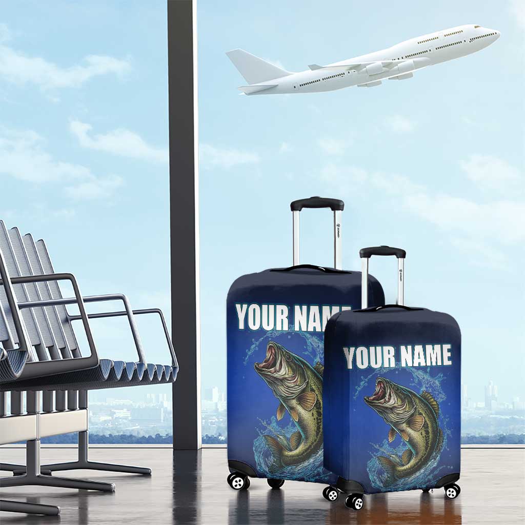 Custom Jumping Bass Fishing Luggage Cover with Water Splash and Lightning Background TS04