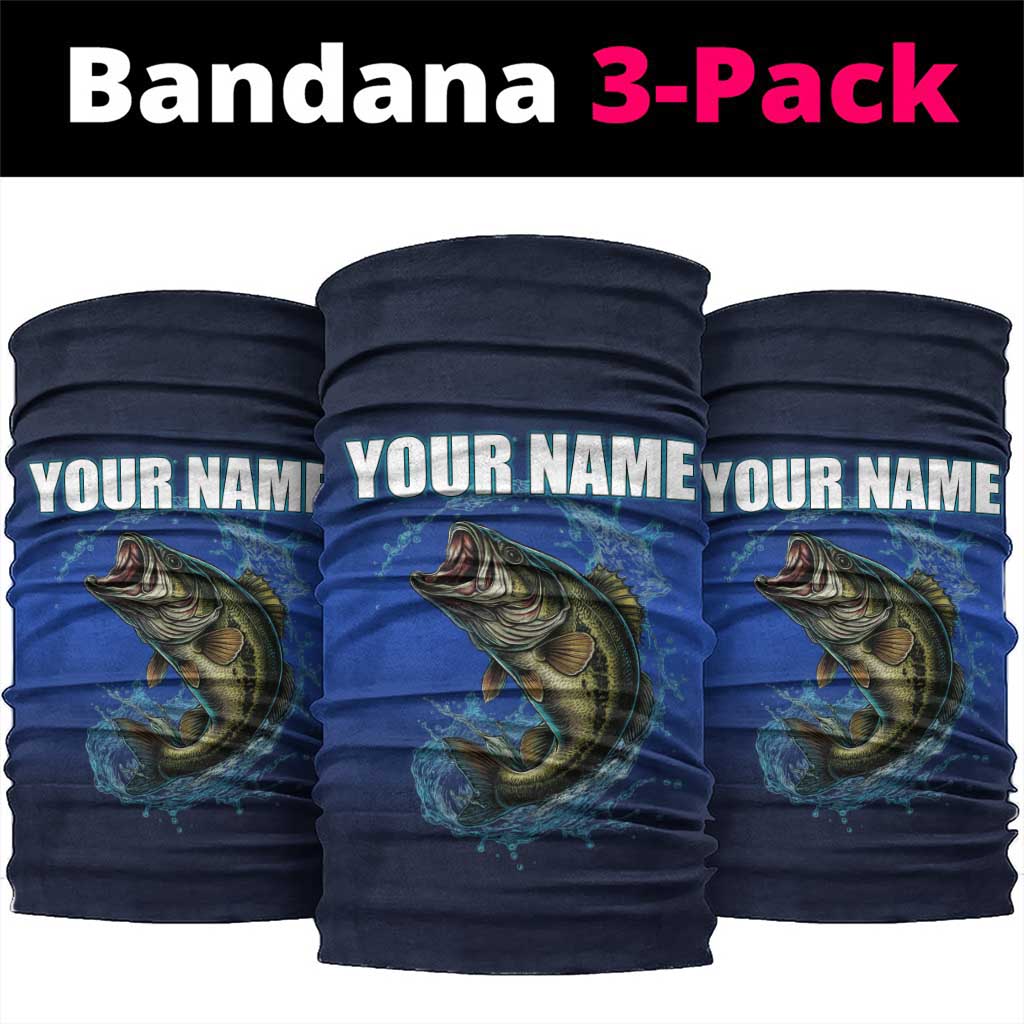 Custom Jumping Bass Fishing Neck Gaiter with Water Splash and Lightning Background TS04