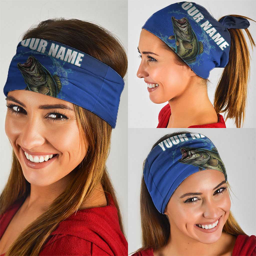 Custom Jumping Bass Fishing Neck Gaiter with Water Splash and Lightning Background TS04