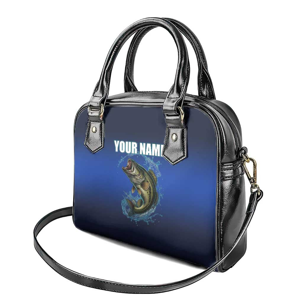 Custom Jumping Bass Fishing Shoulder Handbag with Water Splash and Lightning Background TS04