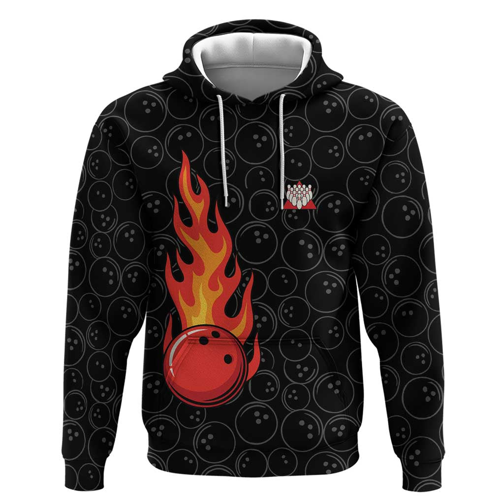Flaming Bowling Ball Hoodie with Strike Explosion and Funny Quote Graphic on Bowling TS04